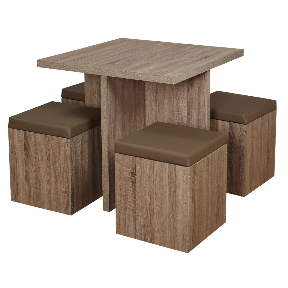 Small Dining Kitchen Table And Chairs Set For 4 With Seat Cushions And Storage - Image 3 of 4