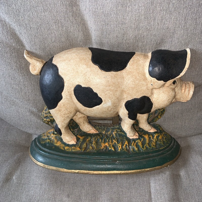 Cast Iron Farm Pig Door Stop Country Decor