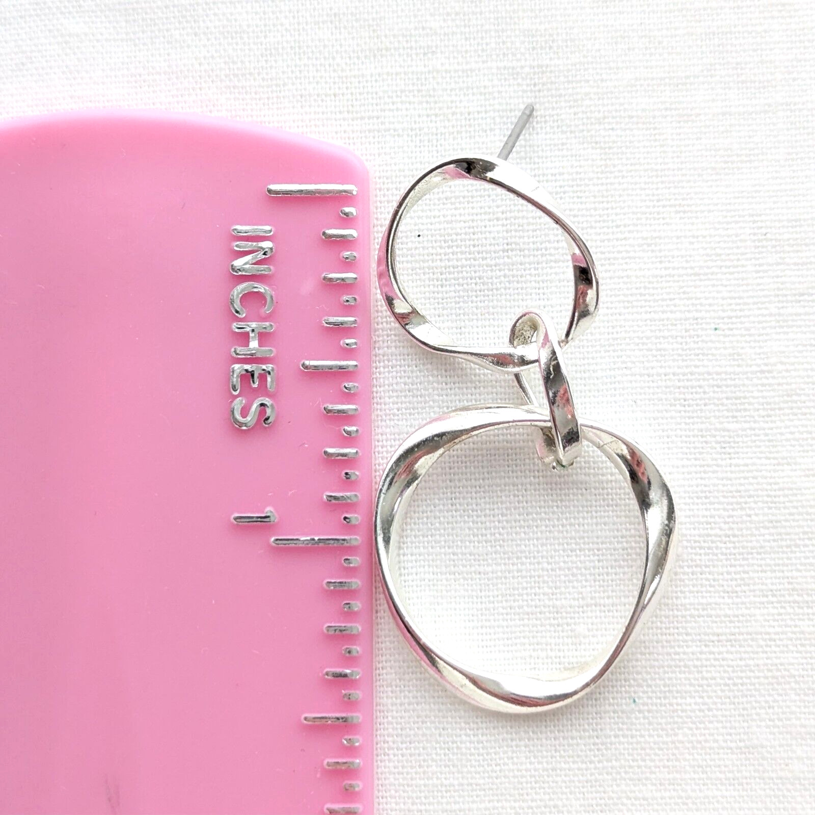 Interlocking Twisted Hoop Dangle Earrings Silver … - image 3