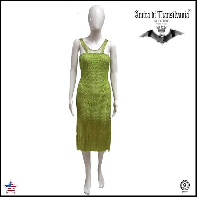 women clothing summer fashion couture long dress sexy green crochet fringes size