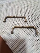 Vintage Solid Brass Drawer Pull Handle 3 7/8"  3 1/2" Centers Brushed Antique