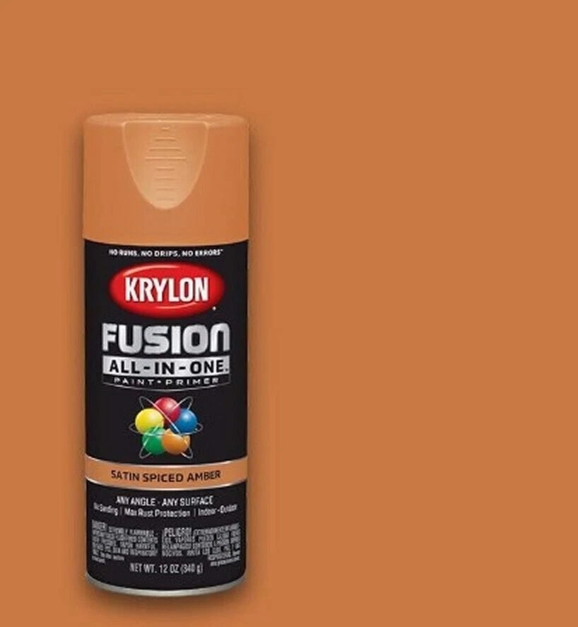 (12)- Krylon Fusion All-In-One 12 Oz. Satin Spray Paint Spiced Amber K02750007