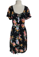 FOREVER 21+ Women Plus Size 1X Woven Dress Black Multi Mini Fit Flare Dress 323P