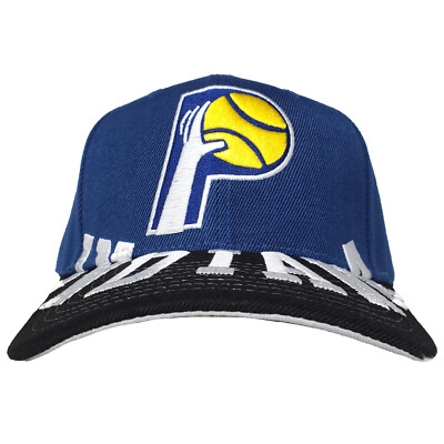 Indiana Pacers Mitchell & Ness NBA Pro Fit Snapback Hat Cap 3D Logo Blue NWT