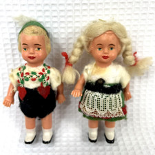 Pair Bavarian German Celluloid Dolls Boy  Girl Good Vintage Condition