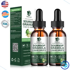 2x Soursop Graviola Liquid Drops Plus Sea Moss Immune Boost, Relax, Antioxidant