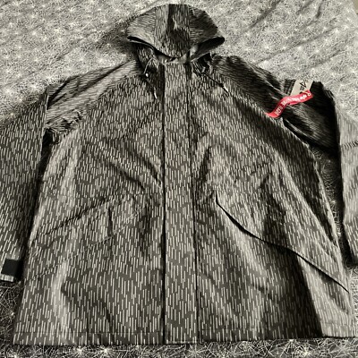 Alpha Rain Coat Reflective Hooded Jacket 3XL Black Gray RN 35569 | eBay