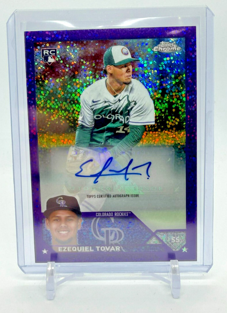 2023 Topps Chrome Update Ezequiel Tovar RC Purple Speckle Auto 225/299
