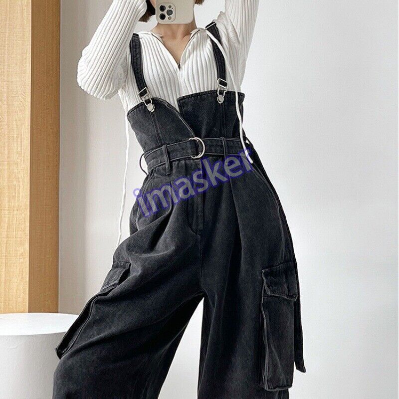Women's Comfortable Cotton Blend High Waist Loose Harem Jumpsuit Overalls