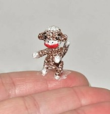 Miniature Crochet Sock Monkey Handmade Toy Pet Stuffed Animal Lover Gift Idea