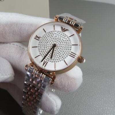 Emporio Armani AR1926 Crystal Pave Dial Two-tone Stainless Steel Ladies Watch