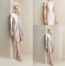 Knee Bride The Length Elegant Of Mother Dresses With Jacket 3/4 Long Sleeves