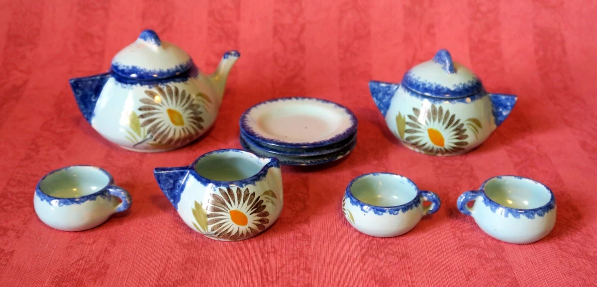 Service à Thé Ancien En Faïence De Quimper - Dinette Complète 11 Pièces, Occasion