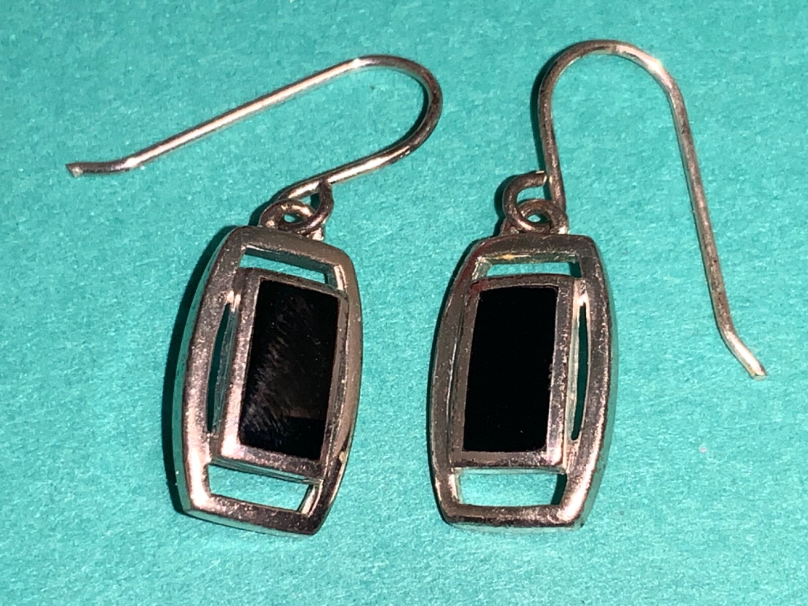 Ladies 925 Sterling Silver Rectangular Black Onyx… - image 2