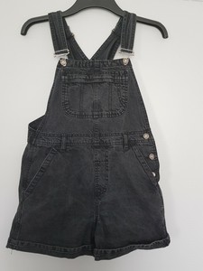black denim dungaree shorts