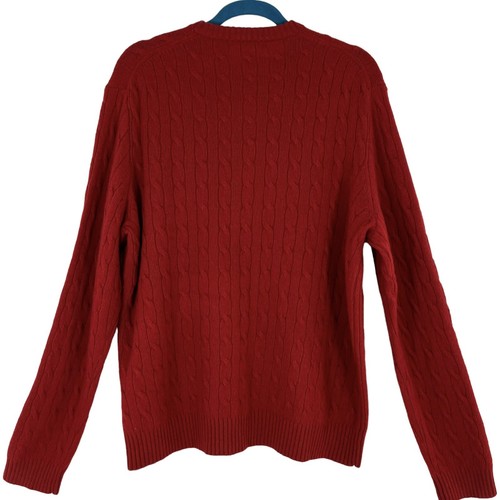 J.Crew Men's Sz XL Cable-Knit Pullover Sweater 100% Lambs Wool Crew-Neck Red - Picture 2 of 5