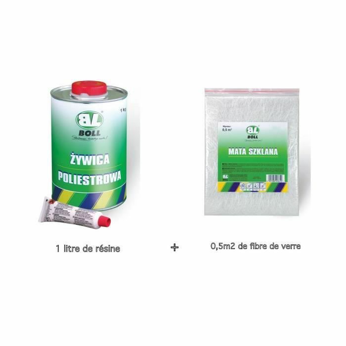 Résine polyester BOLL 1kg pour réparer les trous de rouille de carrosserie et fissures bateau