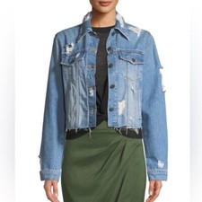 Veronica Beard 100 Cotton Distressed Cara Denim Jacket Size Small