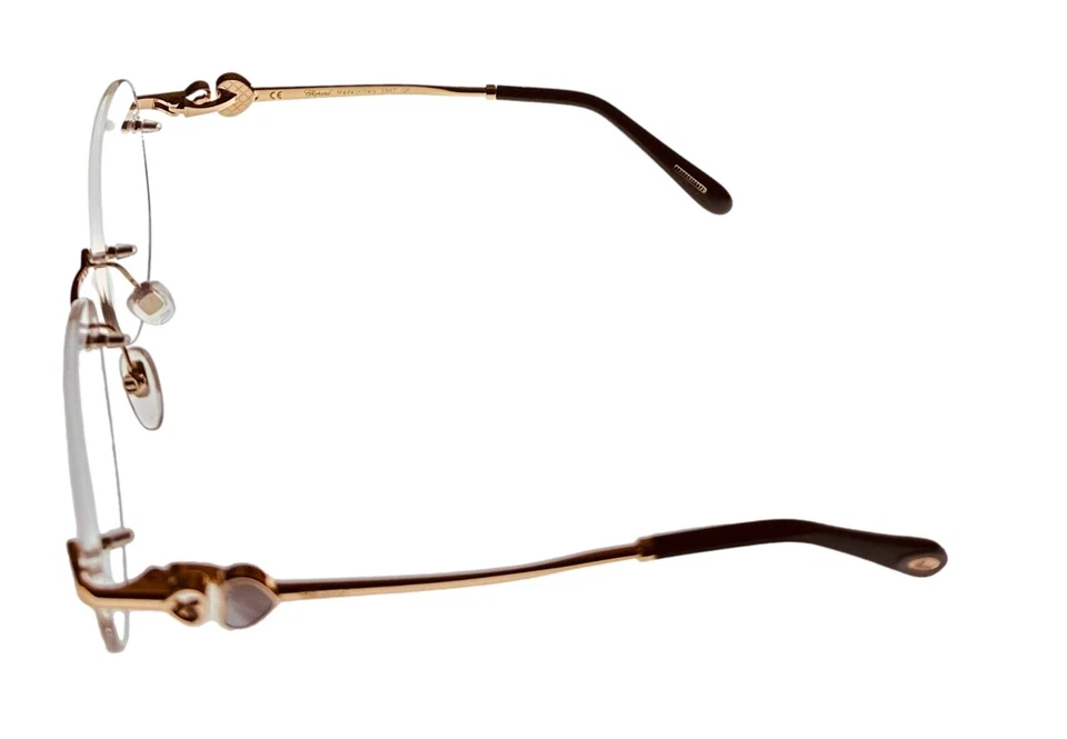 Gafas para mujer Chopard sin montura redondas 23 placa dorada metal VCH053S 08FC 53 mm Foto 3 de 4