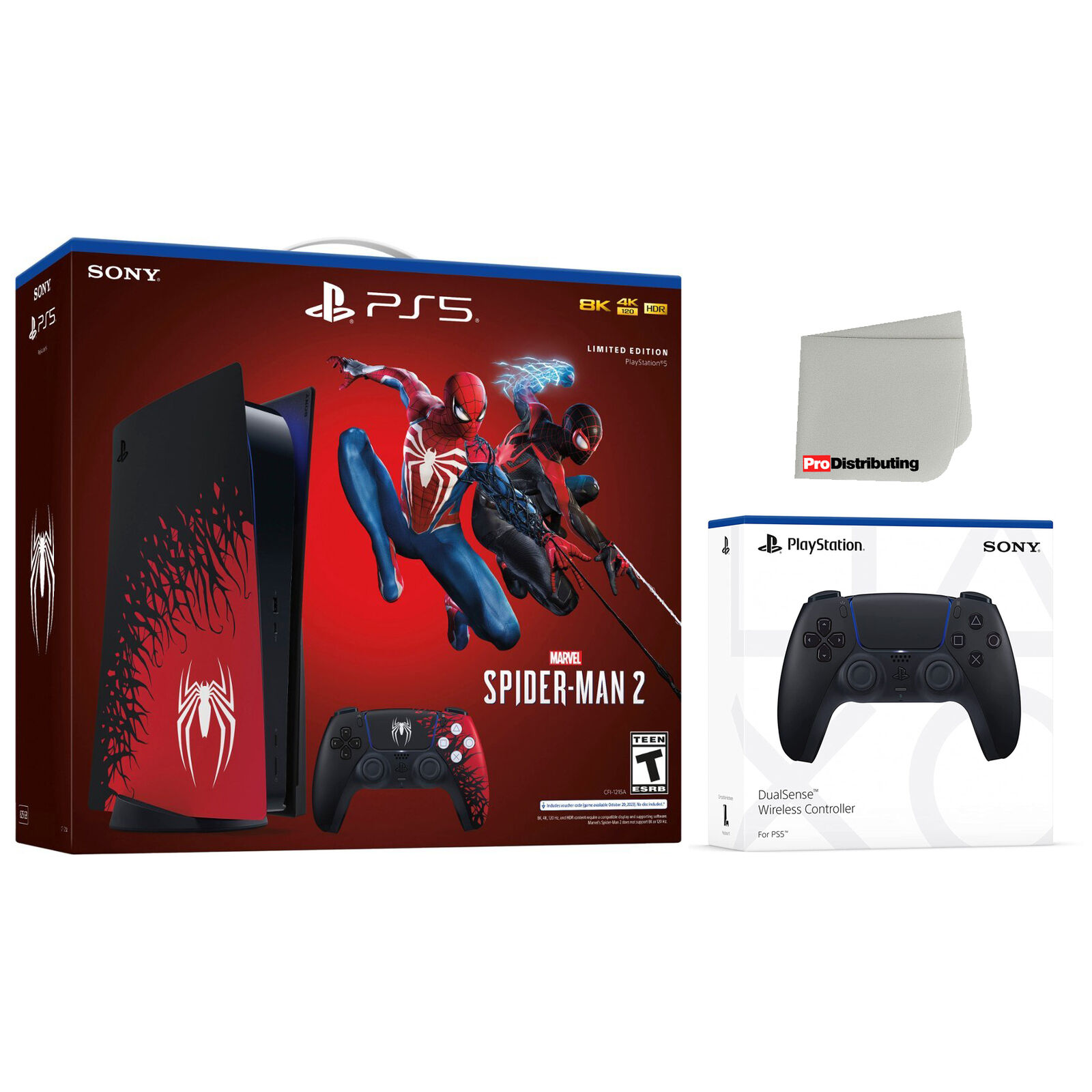 Sony PlayStation 5 Disc Marvel’s Spider-Man 2 Bundle and Extra Black Controller