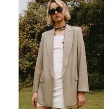 Zara Linen Open Oversized Blazer Lagenlook Neutral Capsule Wardrobe Size Xxl