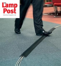 Greenbrook Black PVC Rubber Cable Tidy Floor Cover Protector Trunking 64 x 11mm