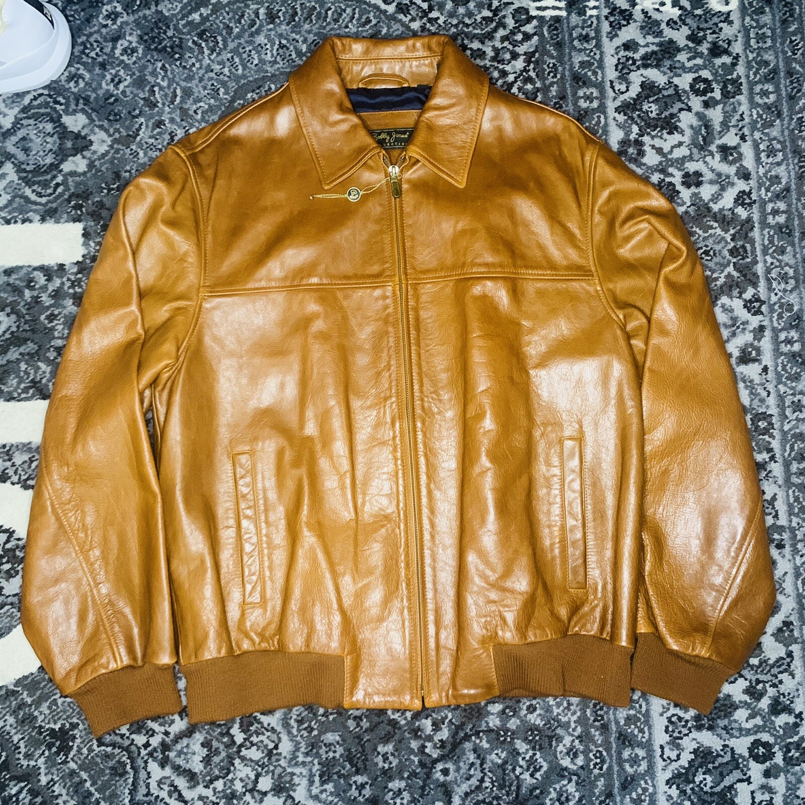 BOBBY JONES Brown Leather Jacket Golf 