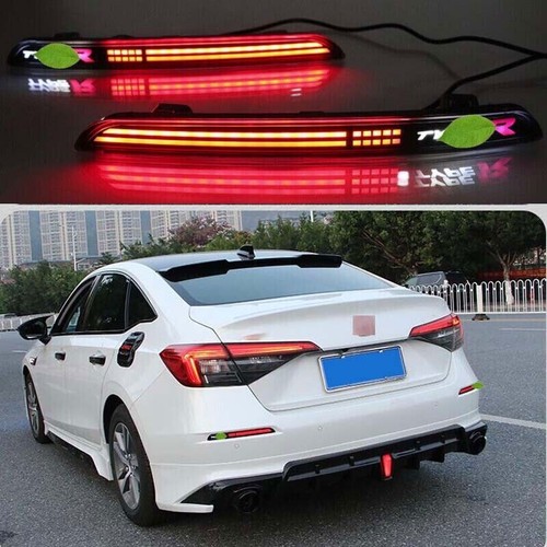 2X LED Rear Bumper Reflector Brake Light Turn Signal For Honda Civic 2016-2021 E - Foto 9