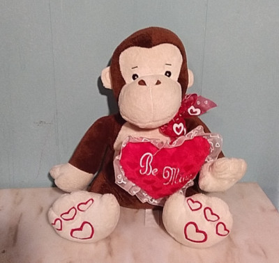 Be Mine Monkey Ape Plush Brown 11'' Stuffed Animal Valentine's Day Hunson Trading