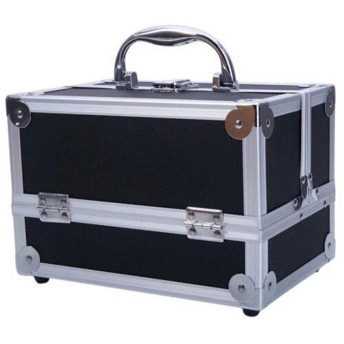 Large Pro Aluminum Makeup Train Case Box Jewelry Cosmetic Organizer with Mirror - Picture 7 of 10