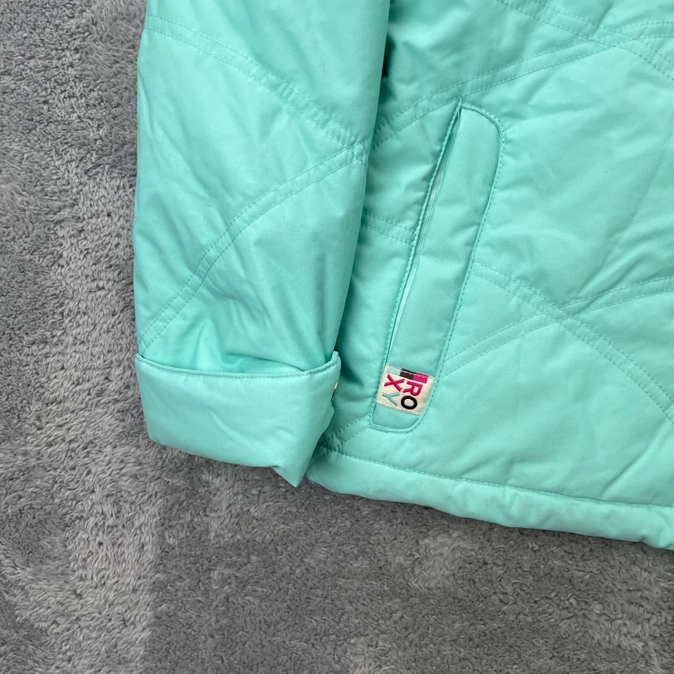 Chaqueta Roxy Niñas Grande Verde Forrado Abrigo Aislado Con Capucha Snowboard Esquí Cremallera Completa Foto 2 de 4