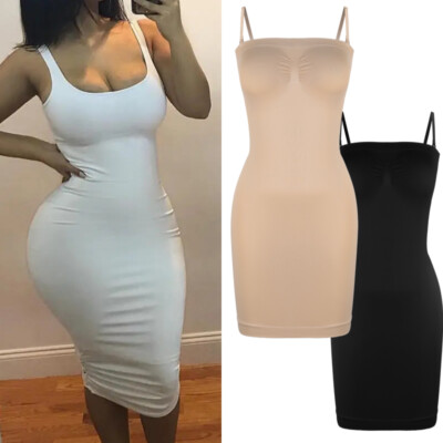 Damen Shapewear Kleid Shaper Bauchkontrolle Kleider Röcke Rock Bodycon Mieder DE