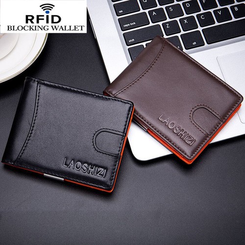 Schmale Herren-Geldbörse aus echtem Leder mit Brieftasche RFID-Schutz Kartenetui Geldklammer - Bild 1 von 23