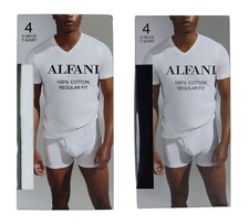 Alfani 4-Pack 100 Cotton V-Neck Regular Fit Tagless Men's T-Shirts NIB