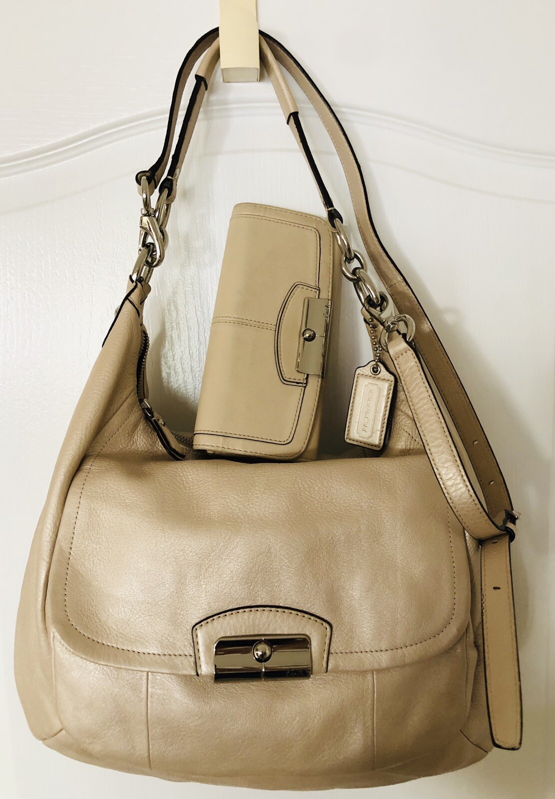 COACH KRISTIN LEATHER CONVERTIBLE HANDBAG #22309 WALLET SET EUC