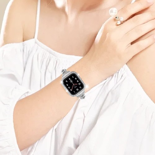 Dressy Bling Bracelet Bands With Bling Case For Apple Watch Series 9 8 7 6 5 SE - Zdjęcie 8 z 16