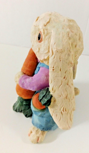Vintage Ceramic Easter Holiday DecorBunny Rabbit Eating Carrot 4" Tall 3.5" Wide - Picture 6 of 9