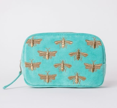 Elizabeth Scarlett x Fortnum Mason Velvet Makeup Cosmetic Bag- Bee 