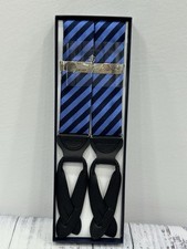 Brooks Brothers Solid Black Formal Button Suspenders Leather NEW 420