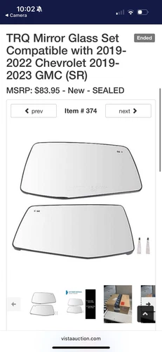 TRQ Mirror Glass Set Compatible with 2019-2022 Chevrolet 2019-2023 GMC