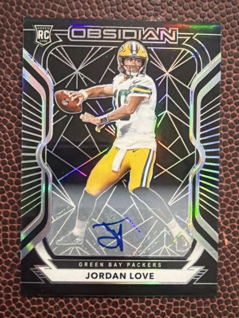 2020 Panini Obsidian Jordan Love Rookie Auto Packers RC SP /150 No. 111 Packers
