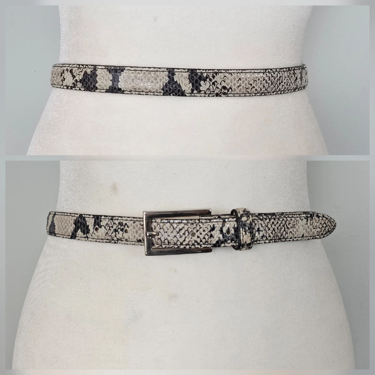 Jane Roberts Vintage 90s Genuine Snakeskin Leather Belt, Gray,OS Animal Print Gray Belts for Women for sale | eBay main image 4