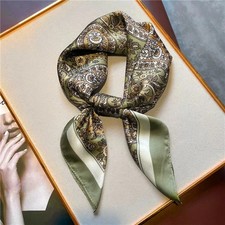 Silk Square Scarf Printed Neckerchief Purse Tie Women Hair Head Wrap Bandana
