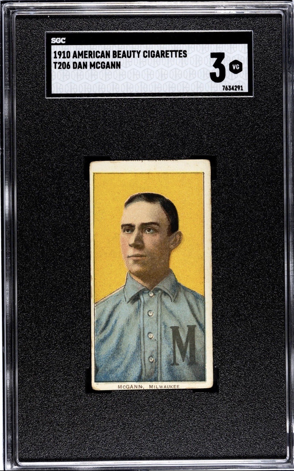 1910 American Beauty Cigarettes T206 Dan McGann Tobacco Card SGC 3 VG