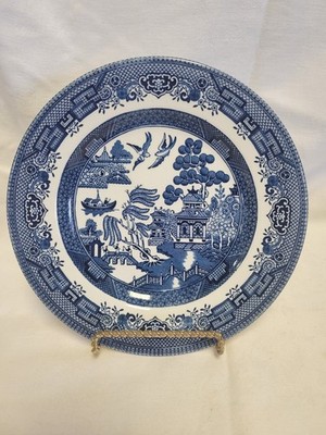 Churchill Blue Willow 8'' Salad Plate (England) No Chip Or Cracks Oriental Design