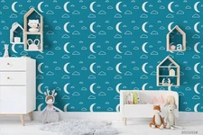3D Moon Cloud Pattern Self-adhesive Removeable Wallpaper Wall Mural