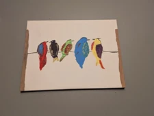 Original Abstract Acrylic Painting Birds Talking, Great Gift And Fun Piece