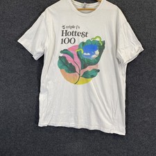 Triple J Hottest 100 Shirt Mens XL White Graphic T-Shirt Tee Top AS Colour