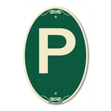 SignMission Designer Series Sign - P Symbol (Parking Sign) 12" x 18" Metal Sign