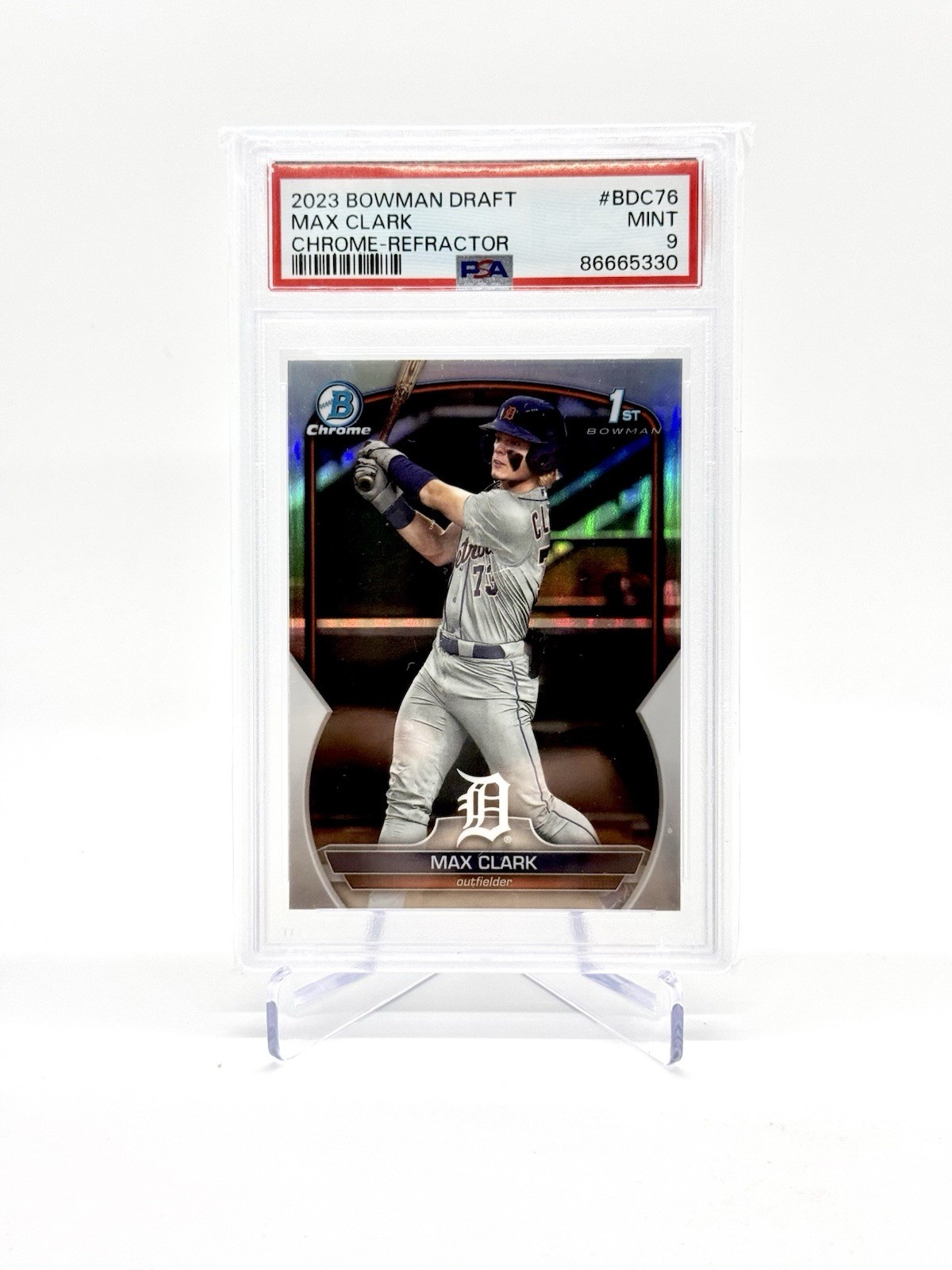 2023 Bowman Draft MAX CLARK Chrome Refractor 1st #BDC-76 Tigers PSA 9